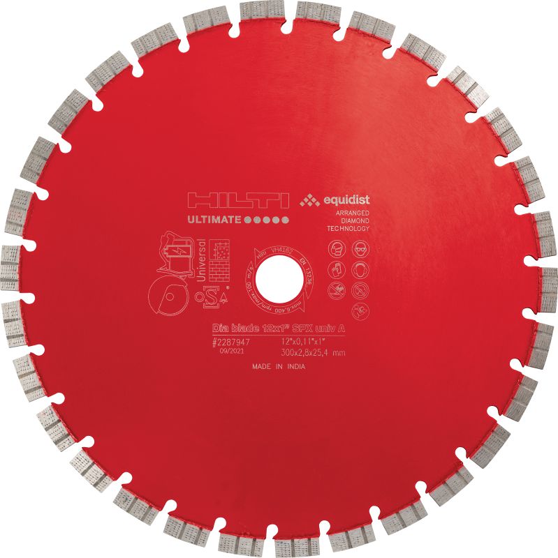 SPX Universal A Алмазный диск для аккумуляторных отрезных машин Высокоэффективный универсальный алмазный диск для обеспечения максимальной скорости резки и наибольшего количества резов на одном заряде батареи с использованием аккумуляторных отрезных машин